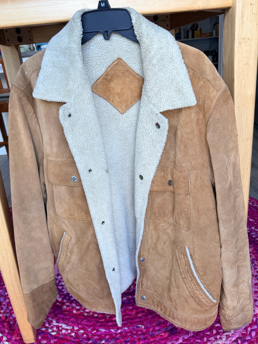 Vintage Roundtree & Yorke Tan Suede Jacket with Cream Sherpa Lining